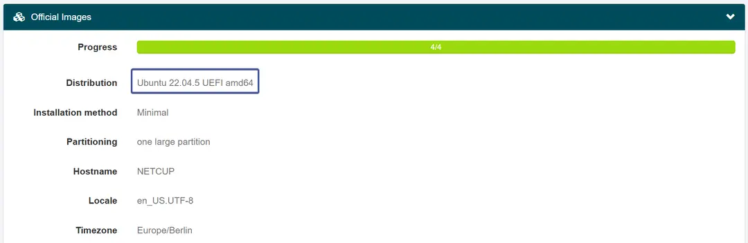 示例：Netcup后台选择